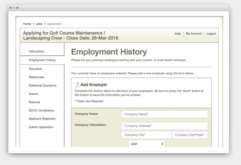 Online employment application, just one feature of our affordable applicant tracking system.