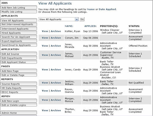 hiring process flow screenshot